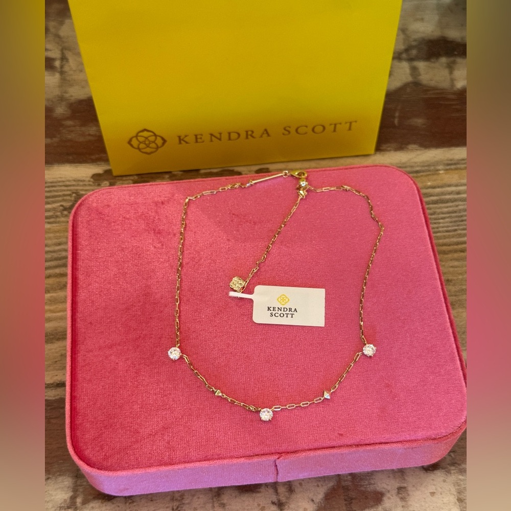 Kendra Scott Jada Gold Strand Necklace with CZ crystals